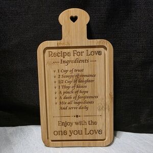 Heartfelt Bamboo Recipe For Love Cutting Board
